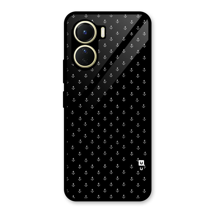 Seamless Small Anchors Pattern Glass Back Case for Vivo Y16