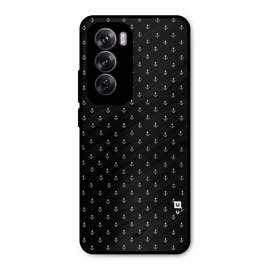 Seamless Small Anchors Pattern Metal Back Case for Oppo Reno12 Pro
