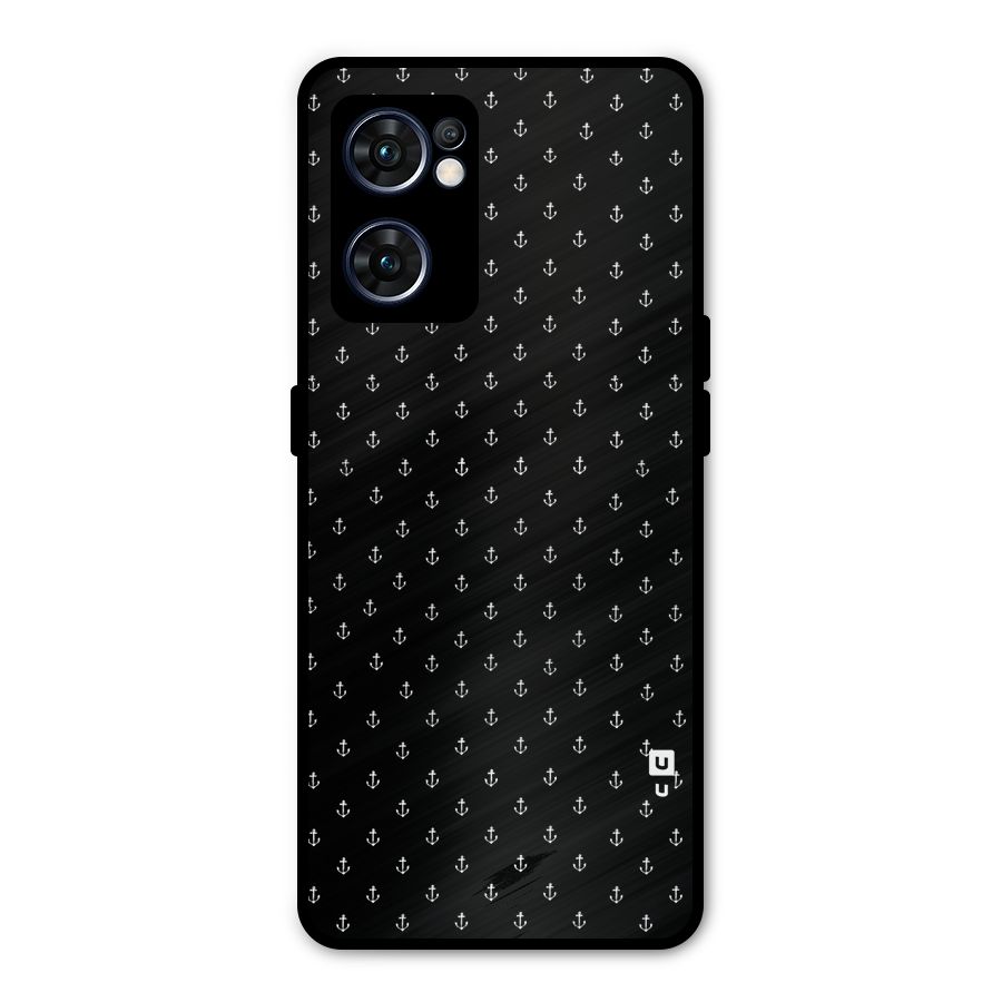Seamless Small Anchors Pattern Metal Back Case for Oppo Reno7 5G