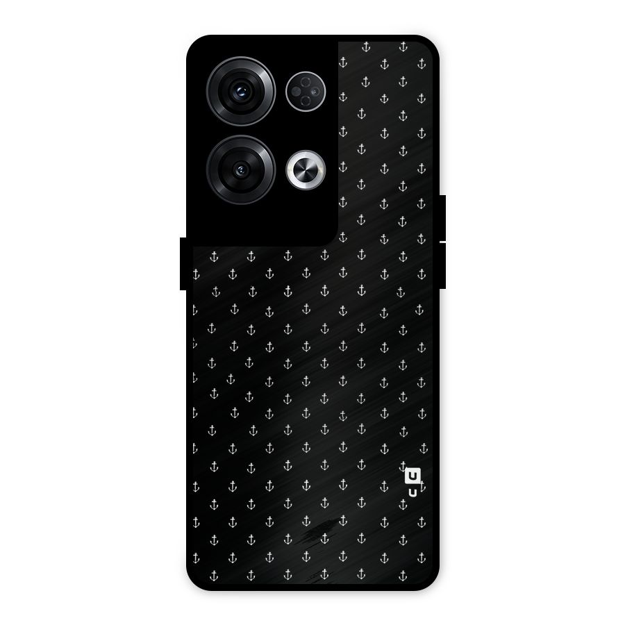 Seamless Small Anchors Pattern Metal Back Case for Oppo Reno8 Pro 5G
