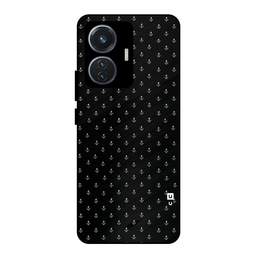 Seamless Small Anchors Pattern Metal Back Case for Vivo T1 44W