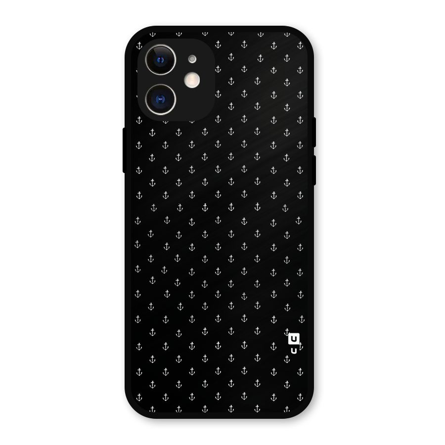 Seamless Small Anchors Pattern Metal Back Case for iPhone 12