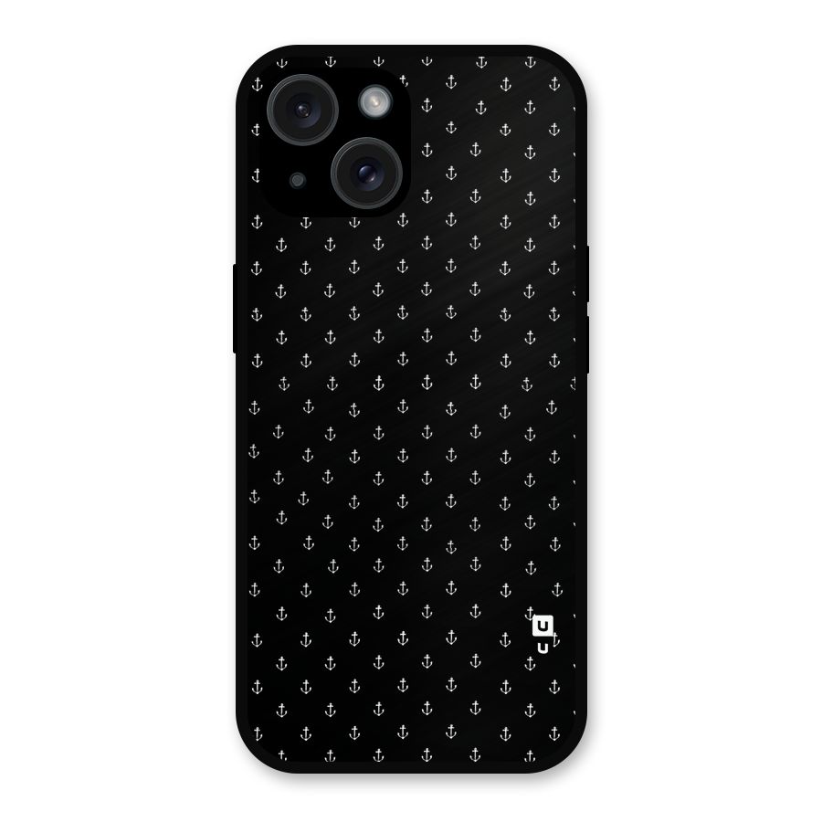 Seamless Small Anchors Pattern Metal Back Case for iPhone 15
