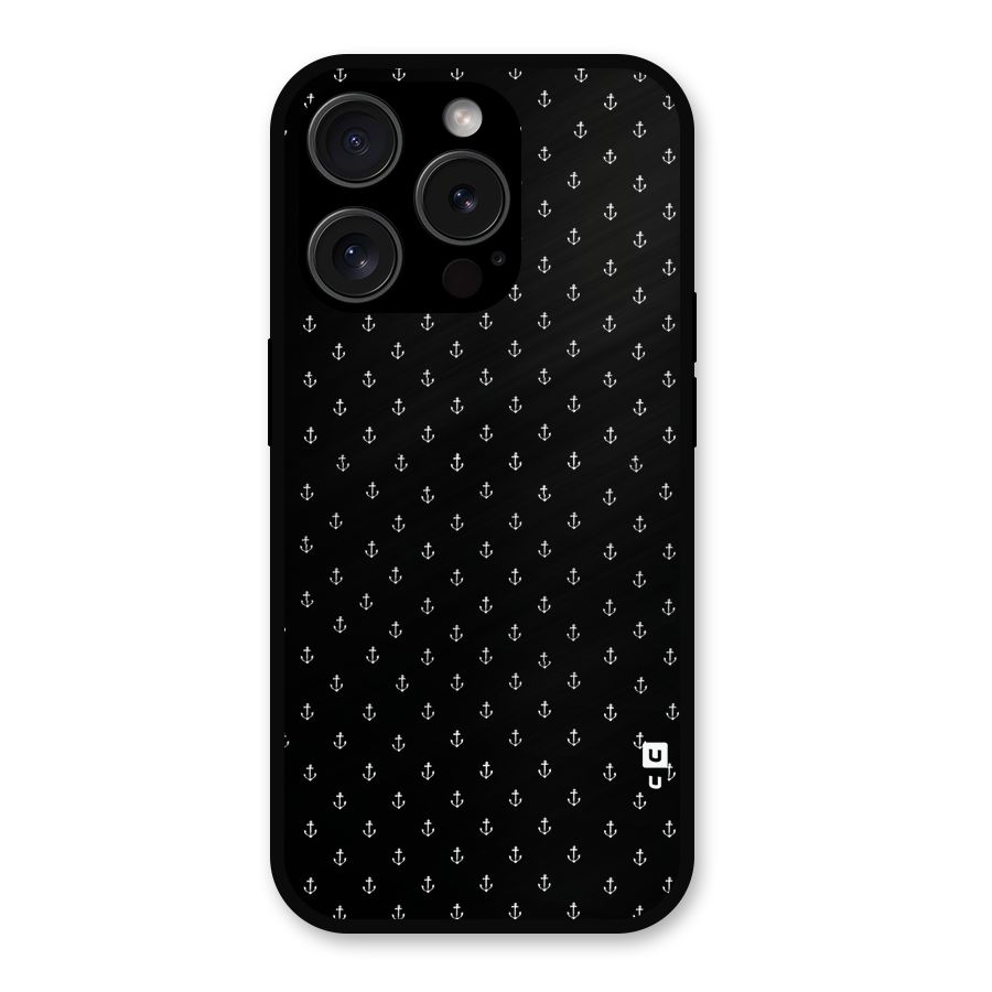 Seamless Small Anchors Pattern Metal Back Case for iPhone 15 Pro