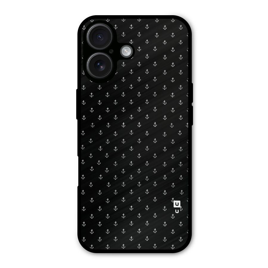 Seamless Small Anchors Pattern Metal Back Case for iPhone 16