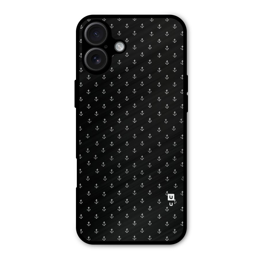Seamless Small Anchors Pattern Metal Back Case for iPhone 16 Plus