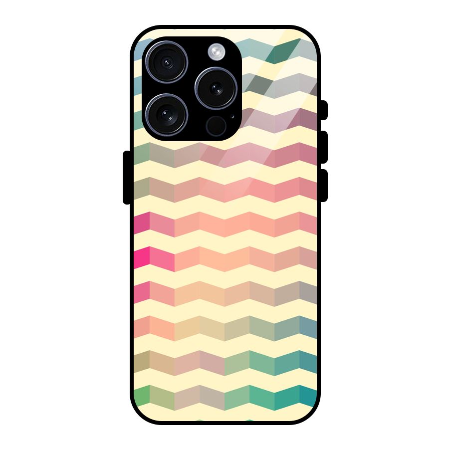 Seamless ZigZag Design Glass Back Case for iPhone 15 Pro