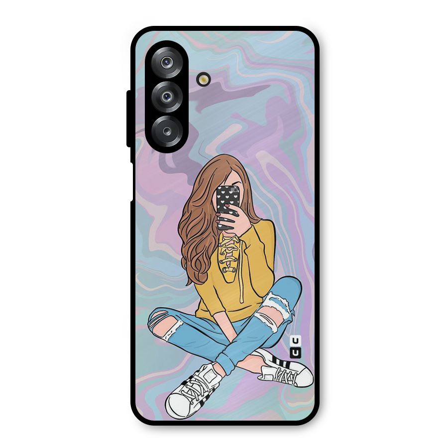 Selfie Girl Illustration Metal Back Case for Galaxy A26