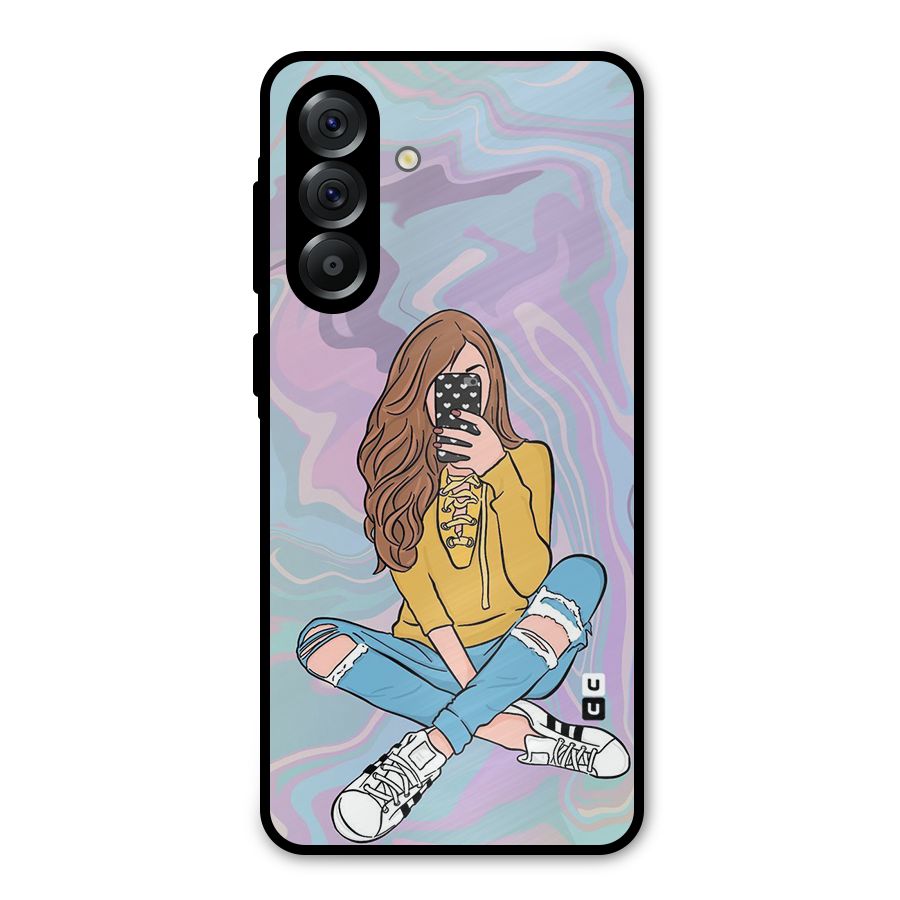 Selfie Girl Illustration Metal Back Case for Galaxy A56