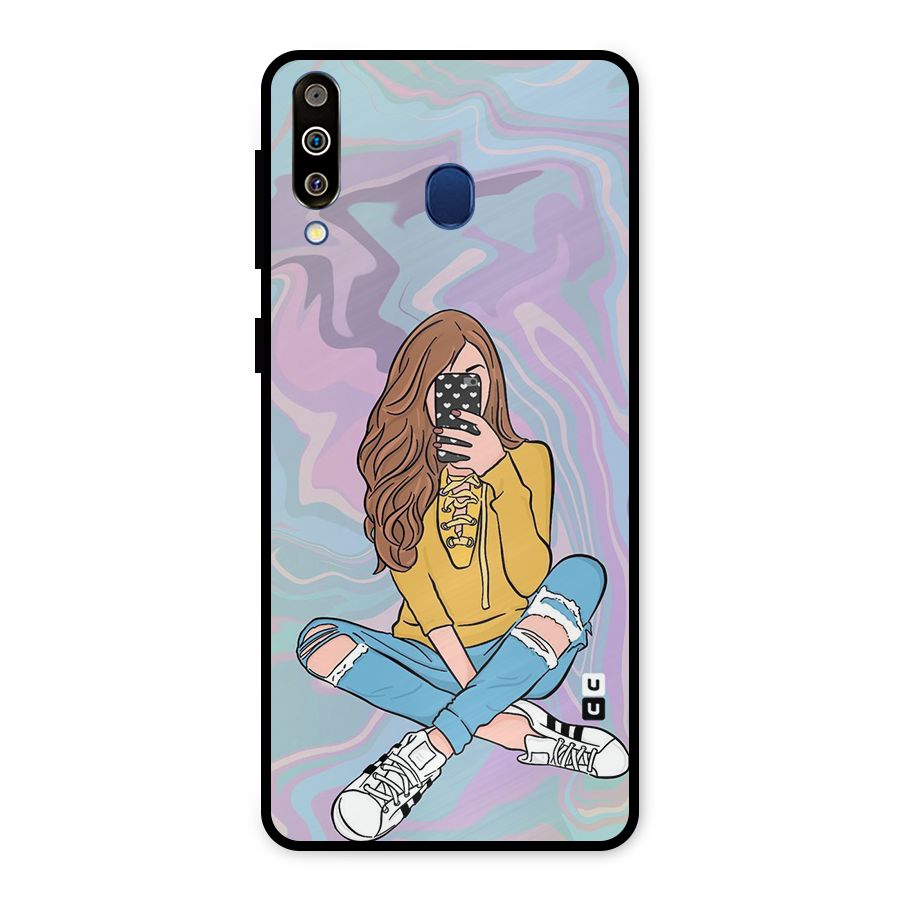 Selfie Girl Illustration Metal Back Case for Galaxy M30
