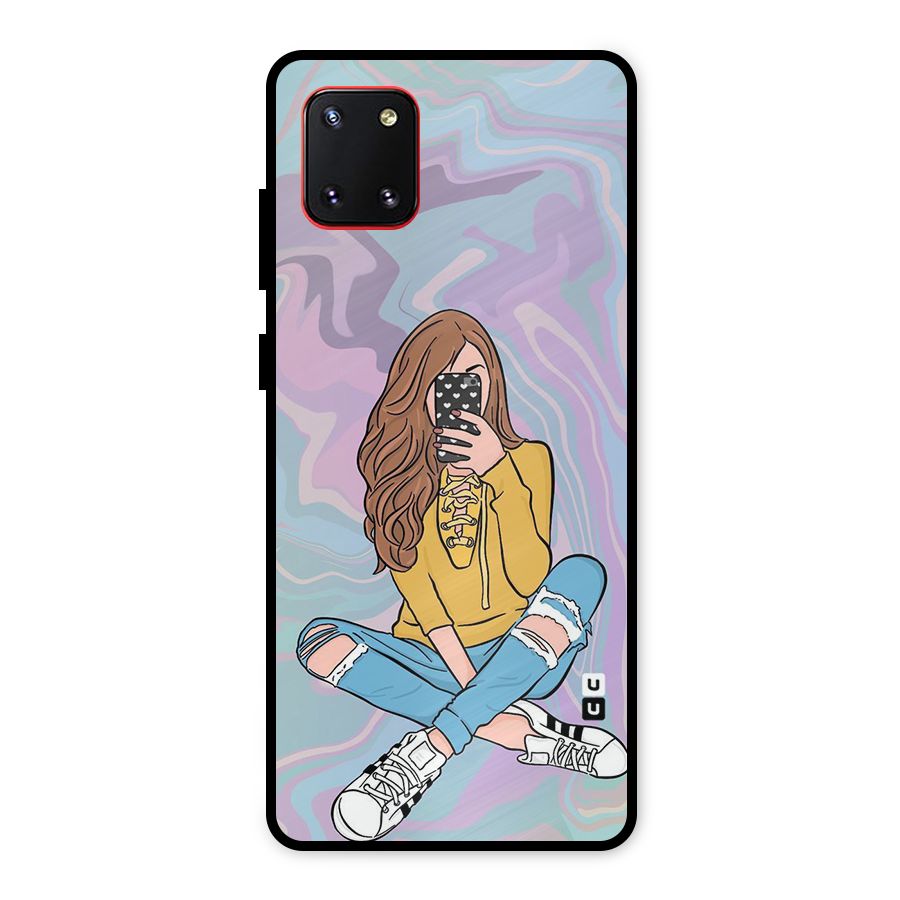 Selfie Girl Illustration Metal Back Case for Galaxy Note 10 Lite