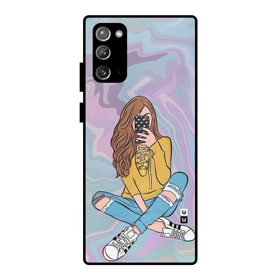 Selfie Girl Illustration Metal Back Case for Galaxy Note 20