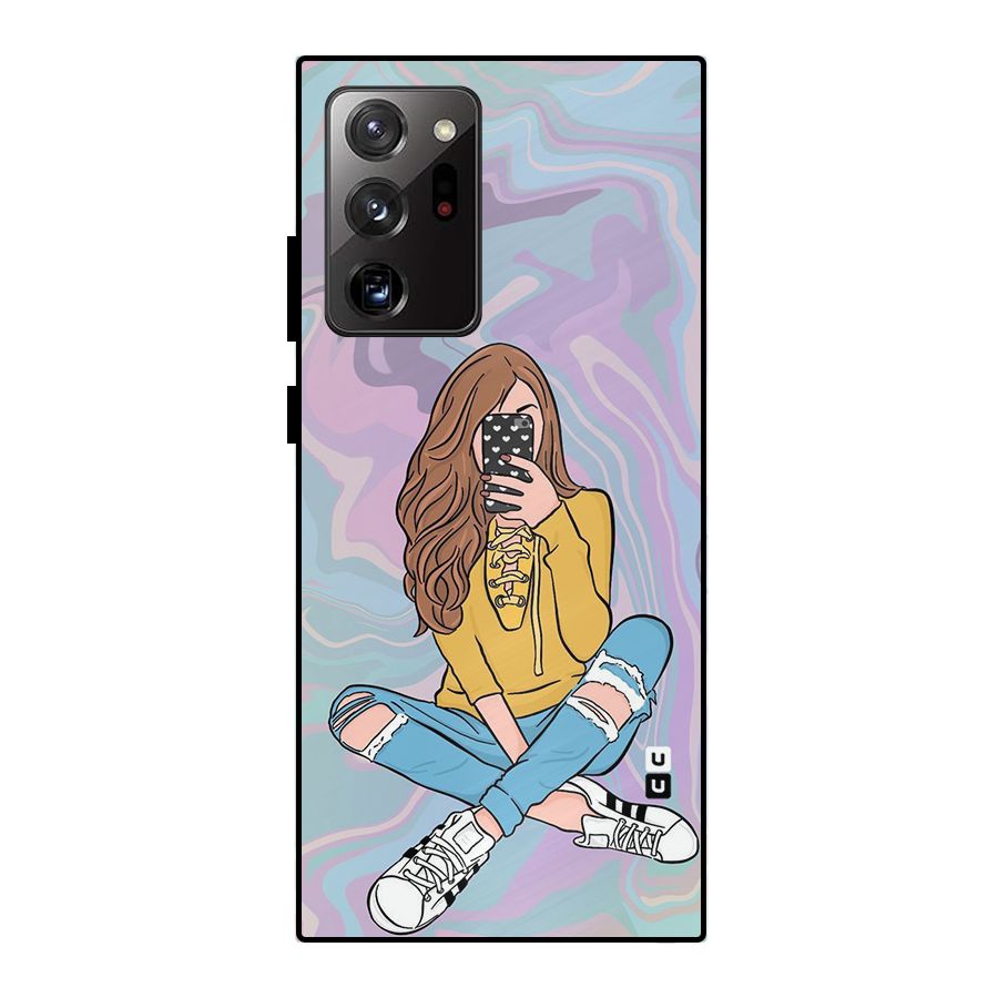 Selfie Girl Illustration Metal Back Case for Galaxy Note 20 Ultra