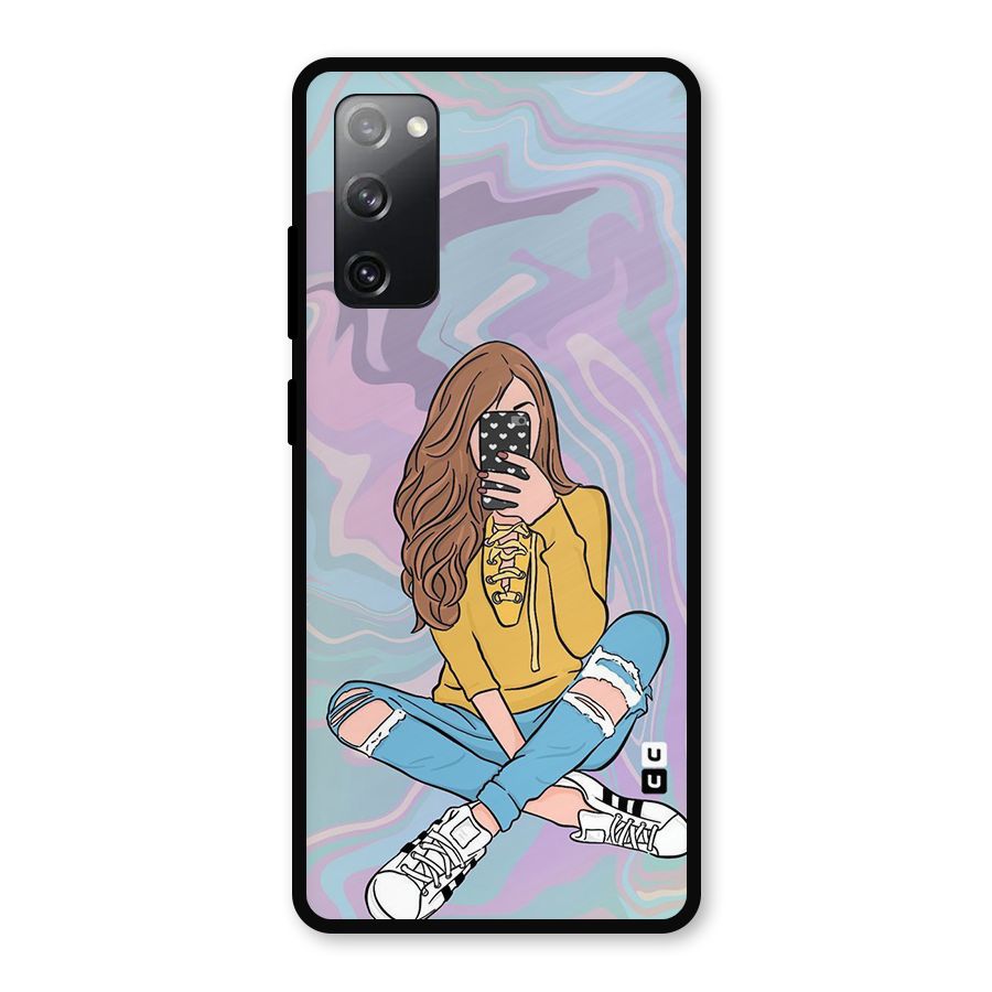 Selfie Girl Illustration Metal Back Case for Galaxy S20 FE 5G