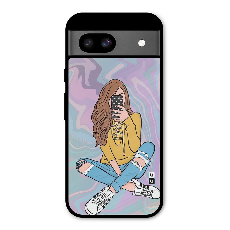 Selfie Girl Illustration Metal Back Case for Google Pixel 8a