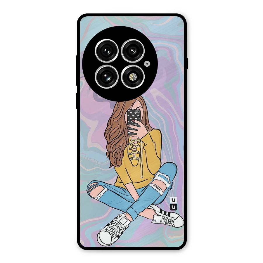 Selfie Girl Illustration Metal Back Case for OnePlus 13