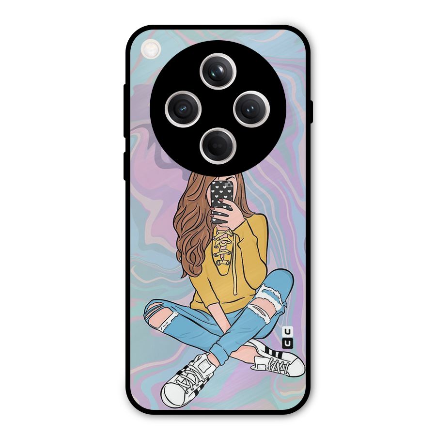 Selfie Girl Illustration Metal Back Case for Oppo Find X8