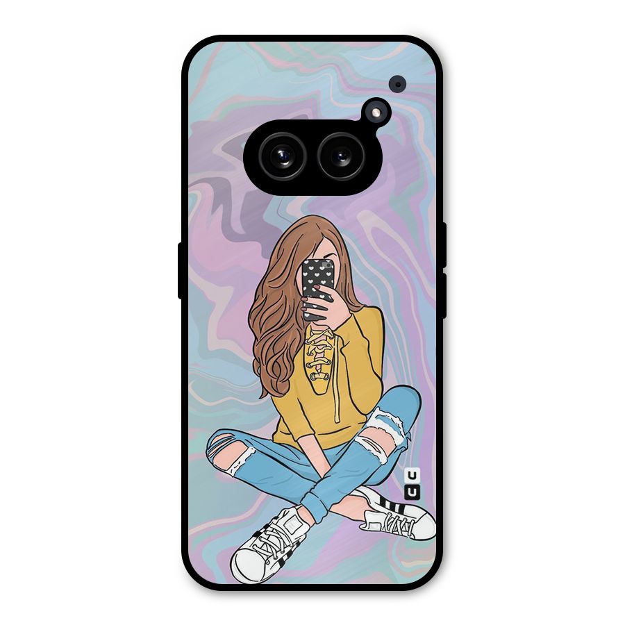 Selfie Girl Illustration Metal Back Case for Nothing Phone 2a