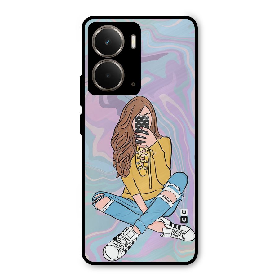 Selfie Girl Illustration Metal Back Case for Realme P3
