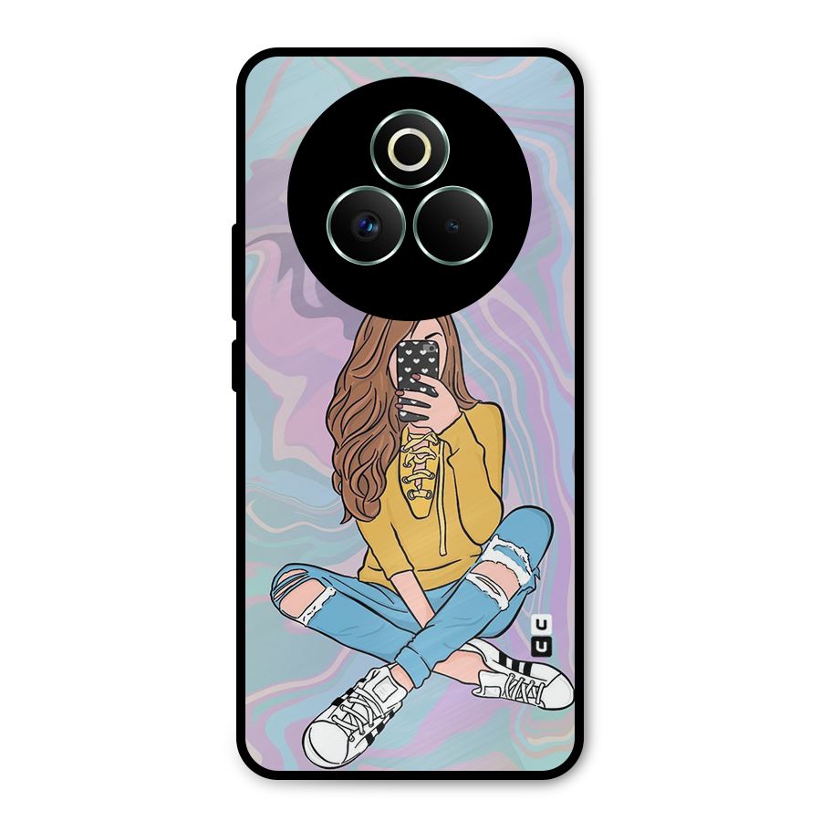 Selfie Girl Illustration Metal Back Case for Realme P3 Pro