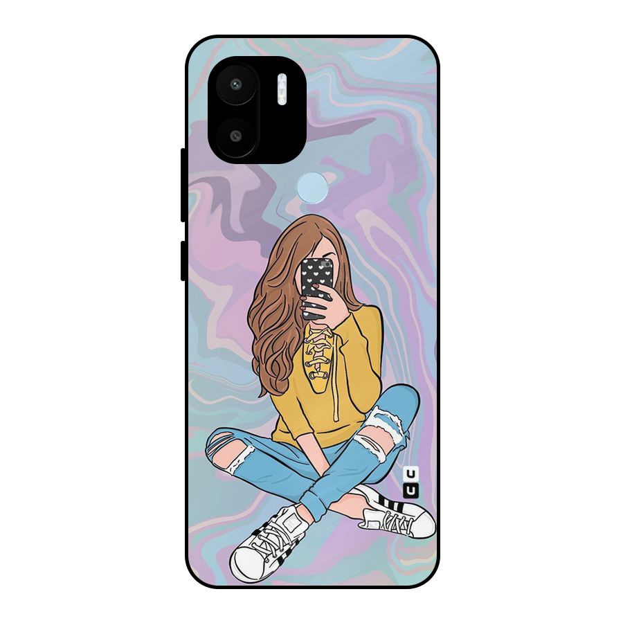 Selfie Girl Illustration Metal Back Case for Redmi A1+