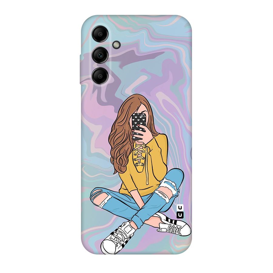 Selfie Girl Illustration Original Polycarbonate Back Case for Galaxy A14 5G