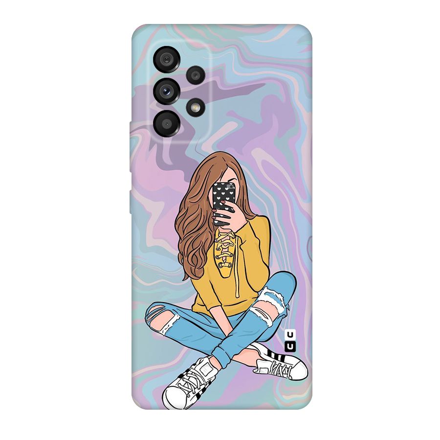 Selfie Girl Illustration Original Polycarbonate Back Case for Galaxy A53 5G