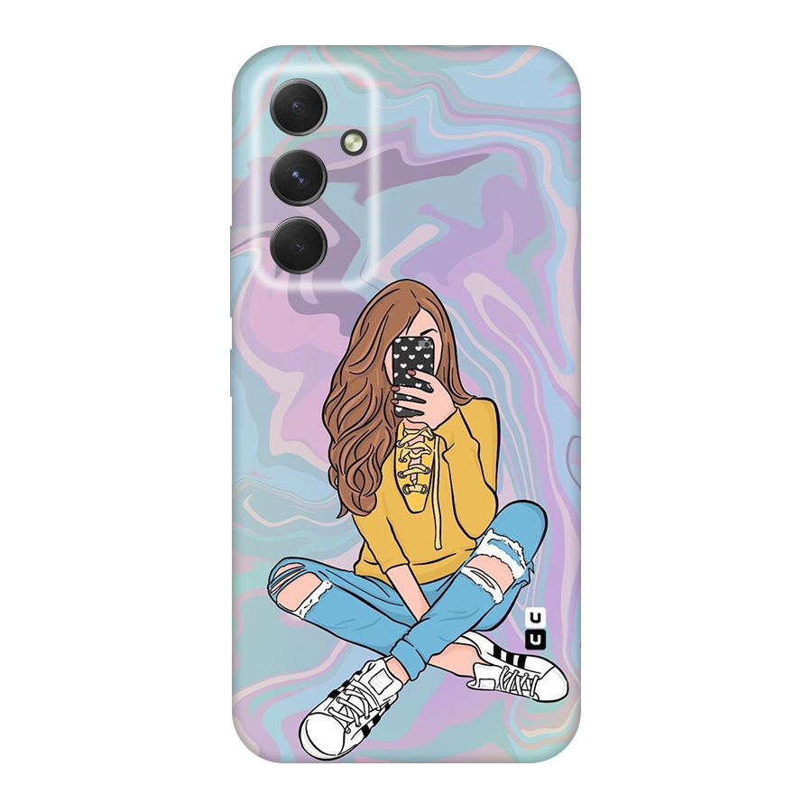 Selfie Girl Illustration Original Polycarbonate Back Case for Galaxy A54