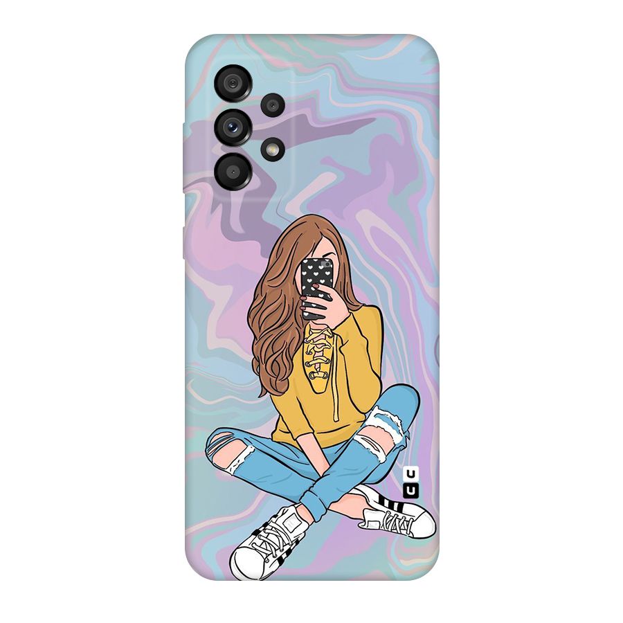 Selfie Girl Illustration Original Polycarbonate Back Case for Galaxy A73 5G