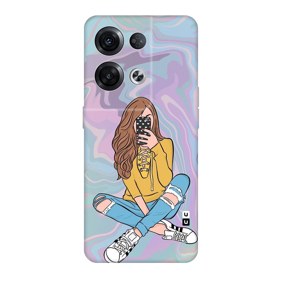 Selfie Girl Illustration Original Polycarbonate Back Case for Oppo Reno8 Pro 5G