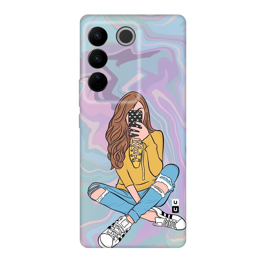 Selfie Girl Illustration Original Polycarbonate Back Case for Vivo V27