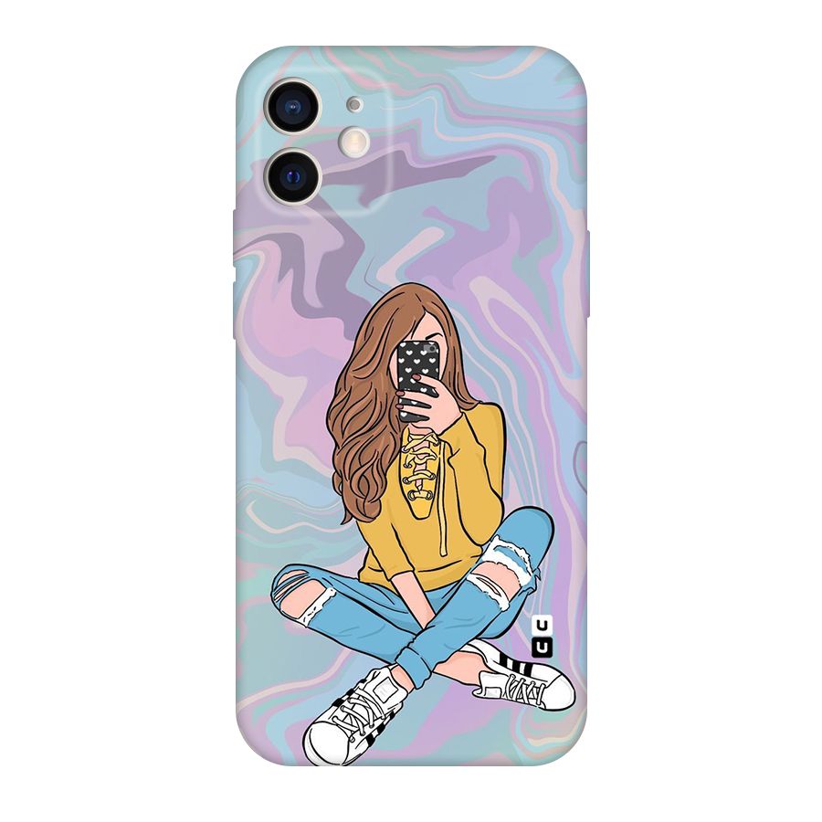 Selfie Girl Illustration Original Polycarbonate Back Case for iPhone 12