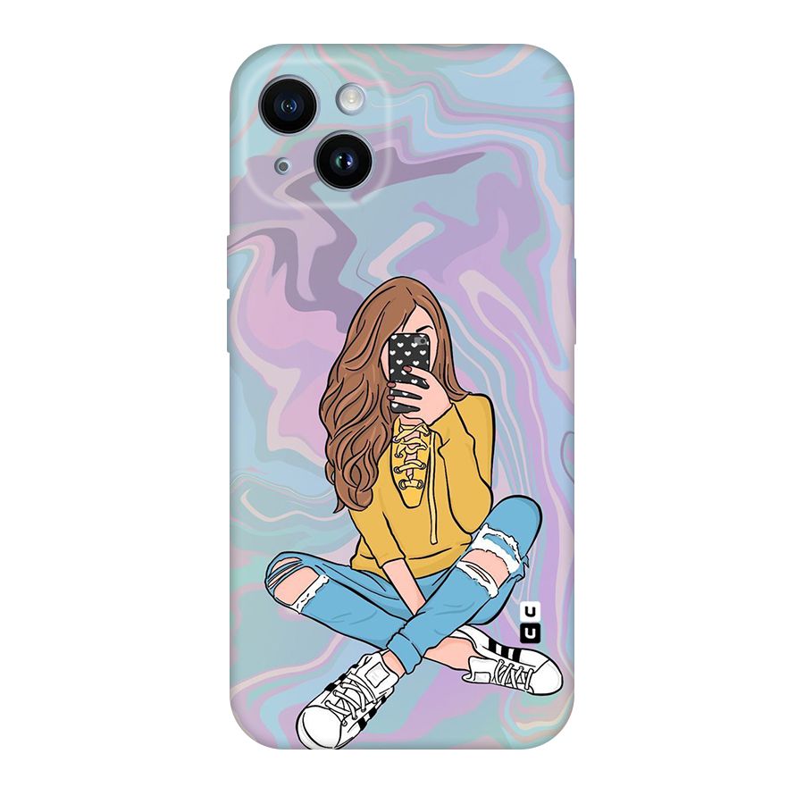 Selfie Girl Illustration Original Polycarbonate Back Case for iPhone 14