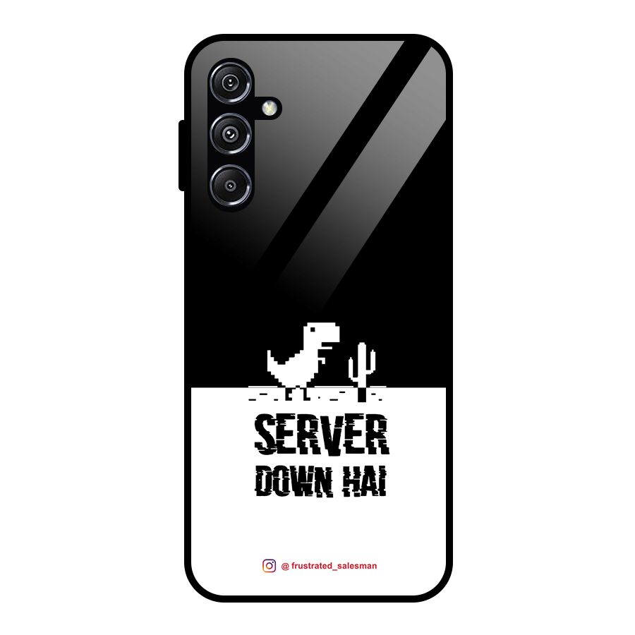 Server Down Hai Black Glass Back Case for Galaxy M34 5G