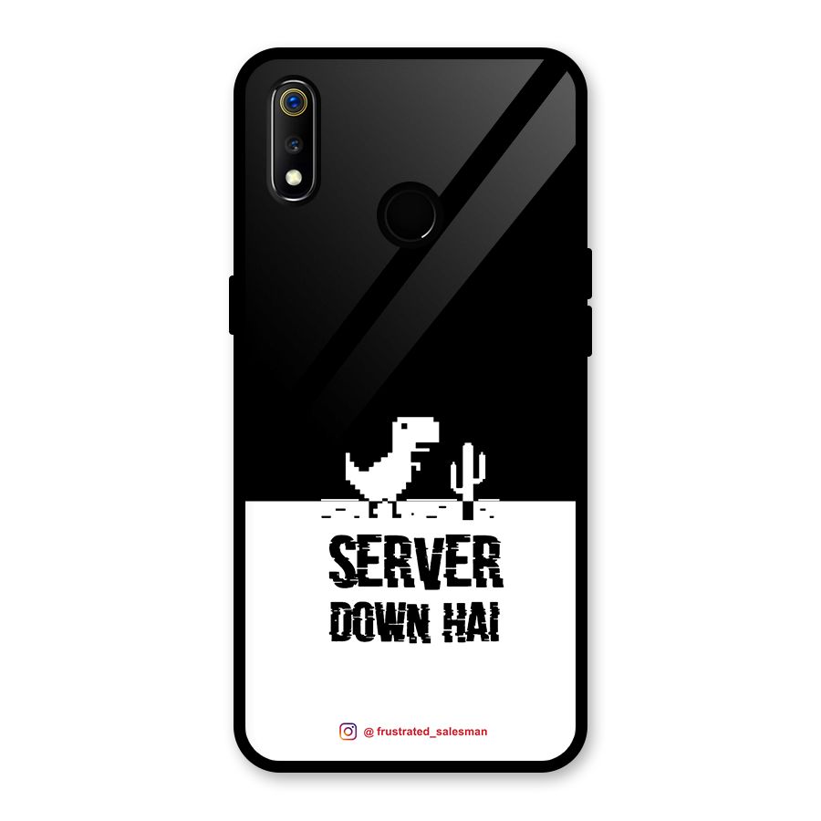 Server Down Hai Black Glass Back Case for Realme 3i