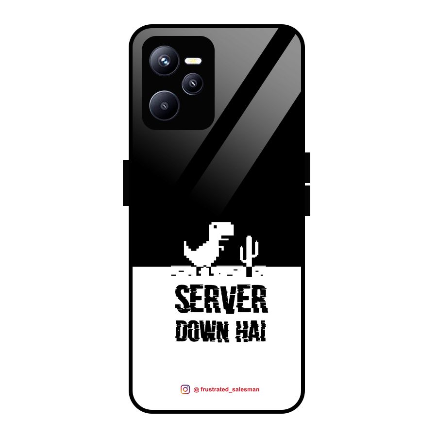 Server Down Hai Black Glass Back Case for Realme C35