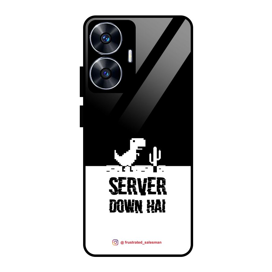 Server Down Hai Black Glass Back Case for Realme Narzo N55