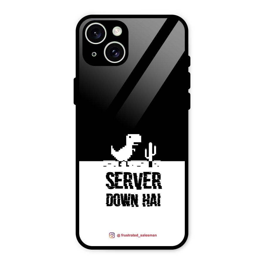 Server Down Hai Black Glass Back Case for iPhone 15 Plus