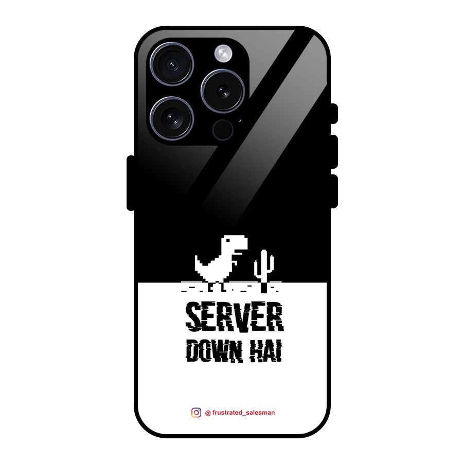 Server Down Hai Black Glass Back Case for iPhone 15 Pro