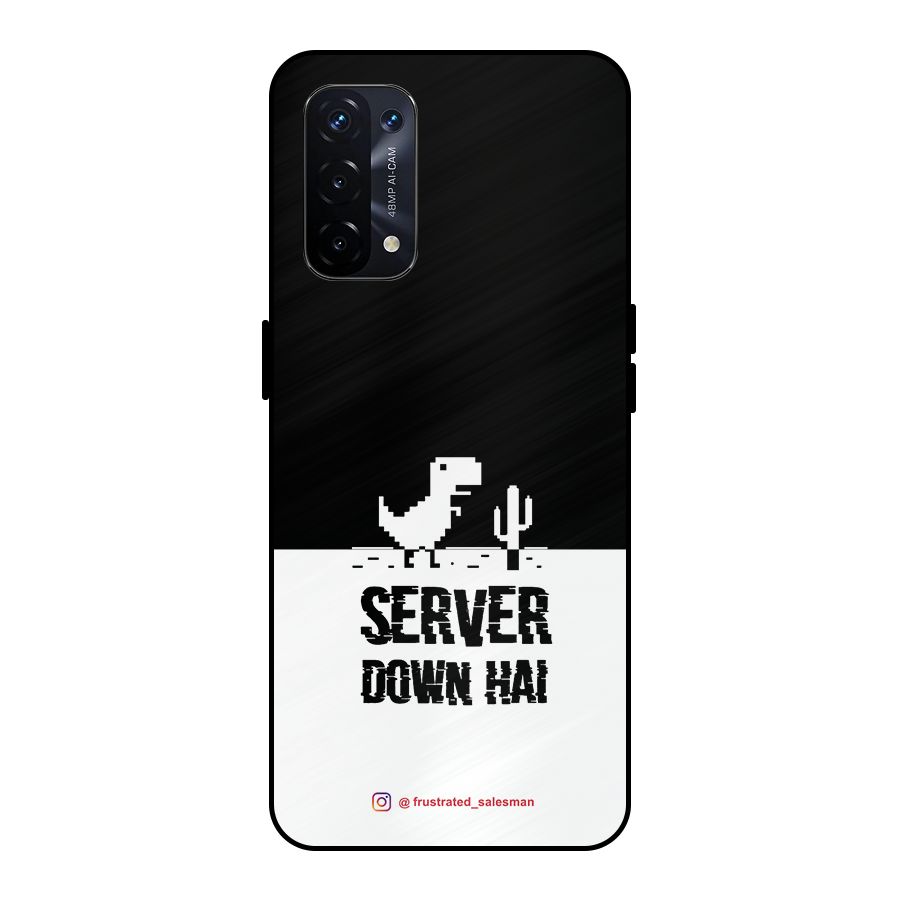Server Down Hai Black Metal Back Case for Oppo A74 5G