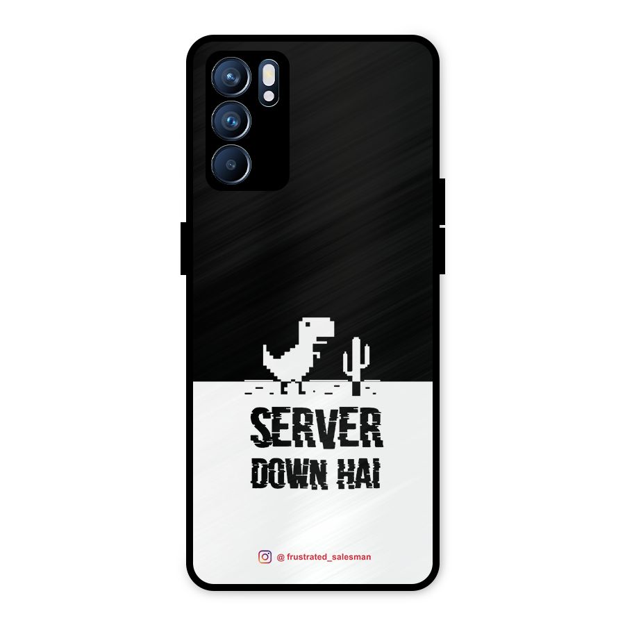 Server Down Hai Black Metal Back Case for Oppo Reno6 5G