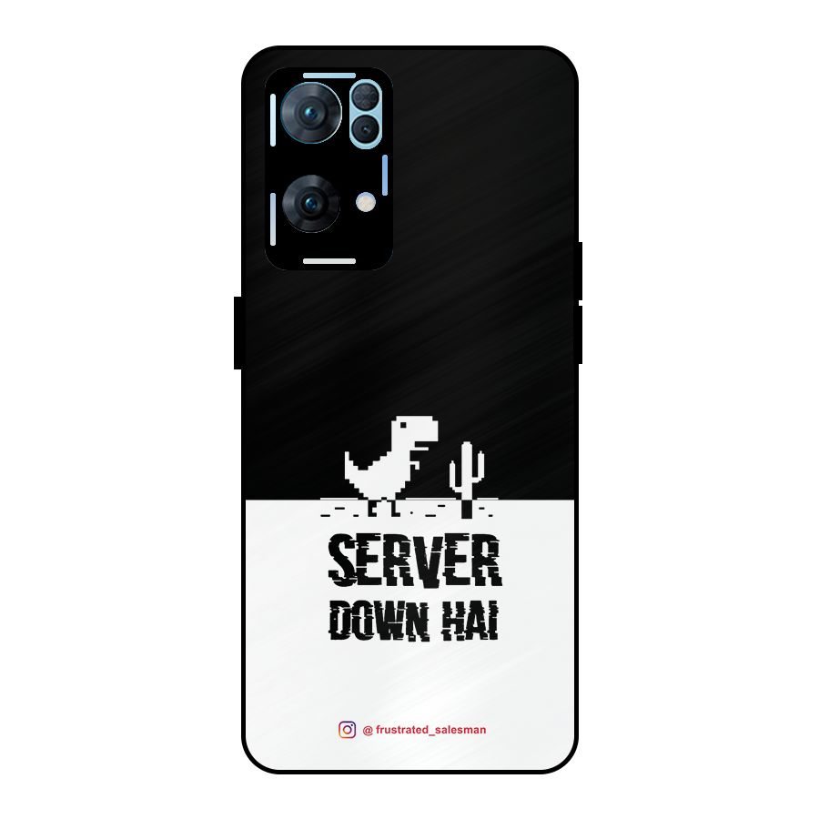 Server Down Hai Black Metal Back Case for Oppo Reno7 Pro 5G