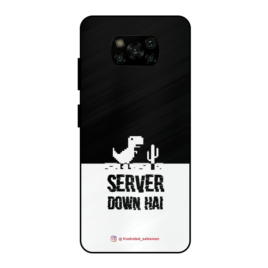 Server Down Hai Black Metal Back Case for Poco X3