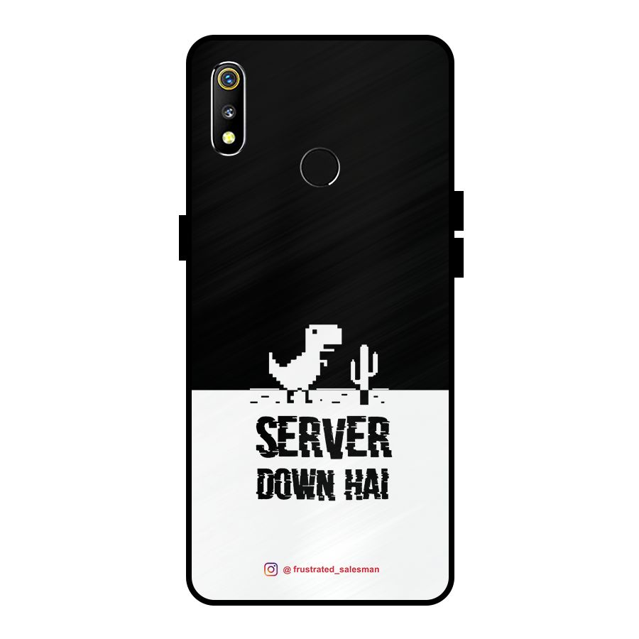 Server Down Hai Black Metal Back Case for Realme 3