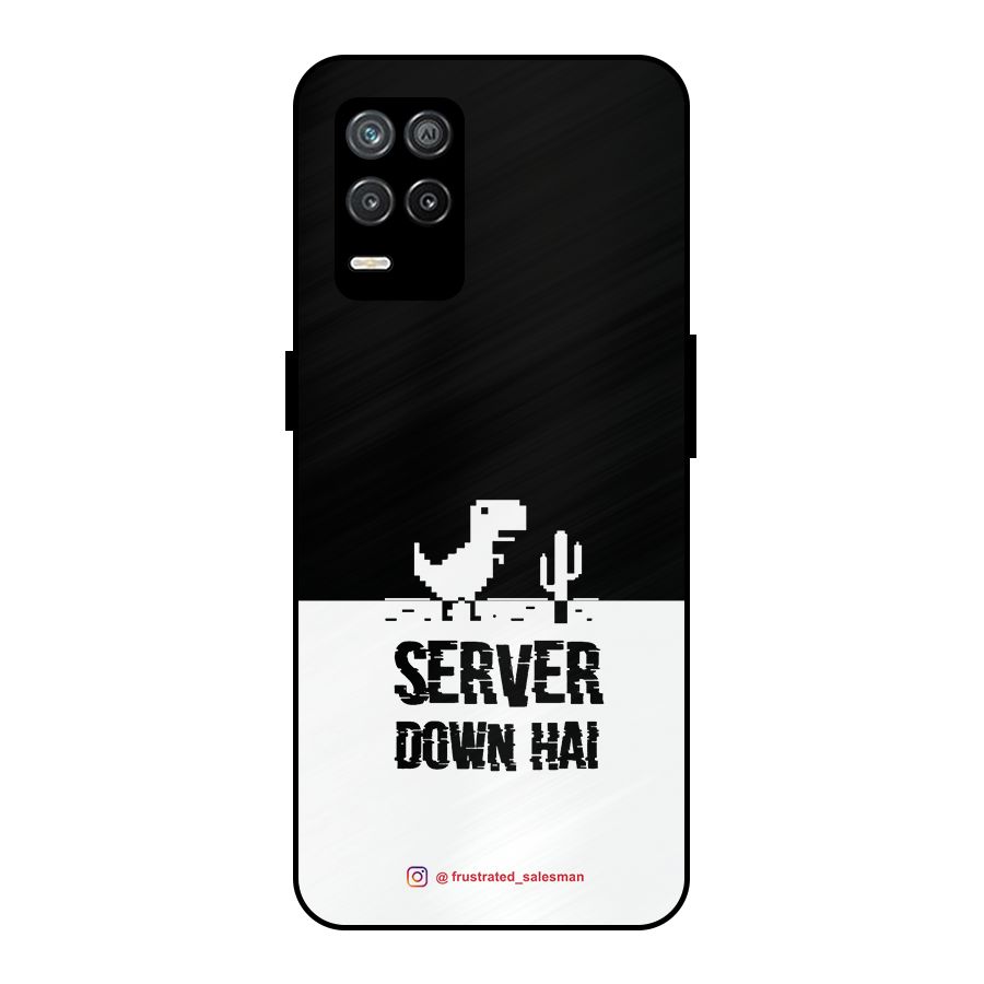 Server Down Hai Black Metal Back Case for Realme 8 5G