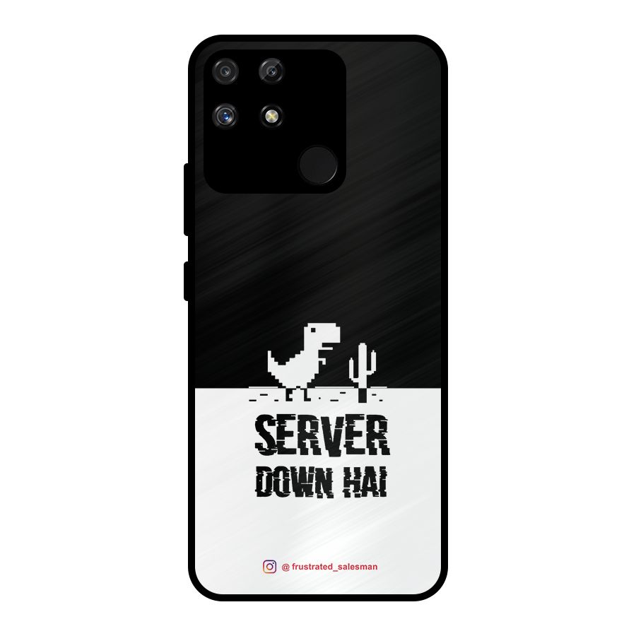 Server Down Hai Black Metal Back Case for Realme Narzo 50A