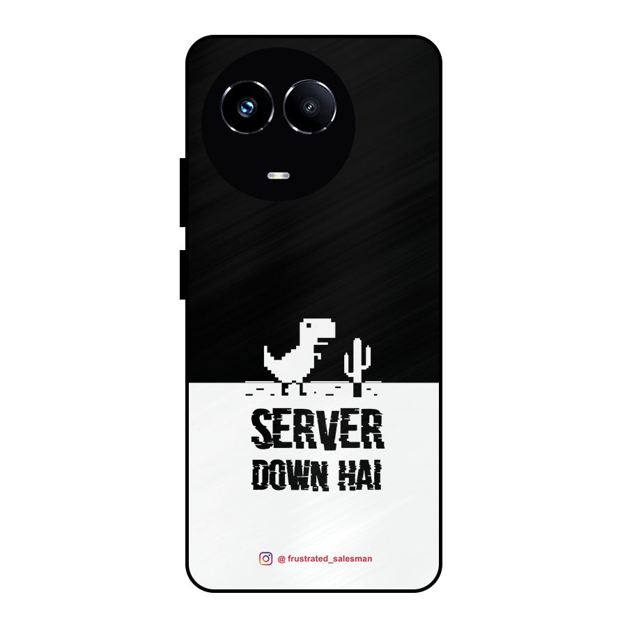 Server Down Hai Black Metal Back Case for Realme Narzo 60X