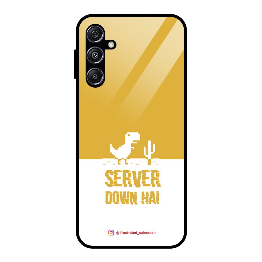 Server Down Hai Mustard Yellow Glass Back Case for Galaxy M34 5G