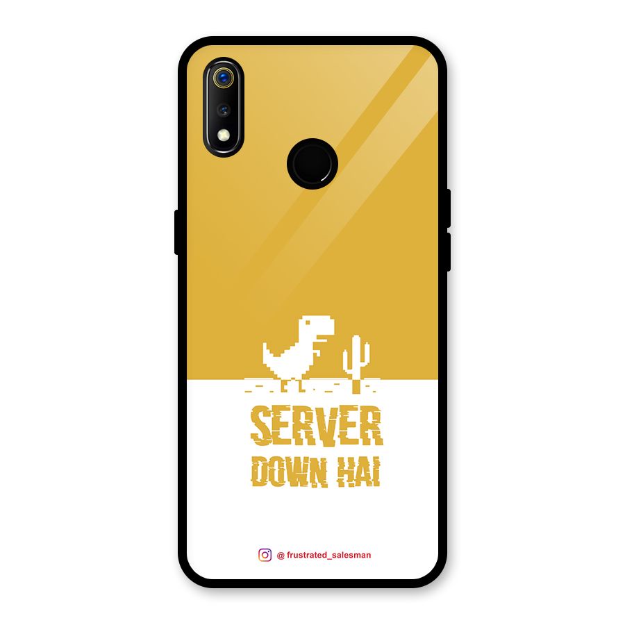 Server Down Hai Mustard Yellow Glass Back Case for Realme 3i