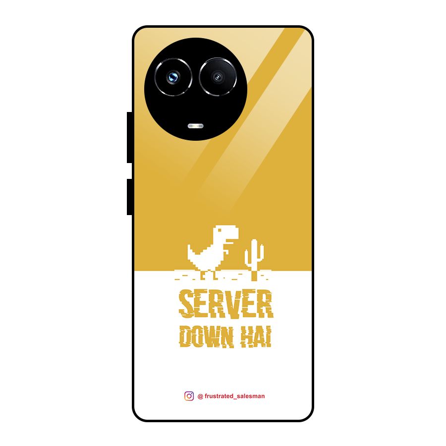 Server Down Hai Mustard Yellow Glass Back Case for Realme Narzo 60X